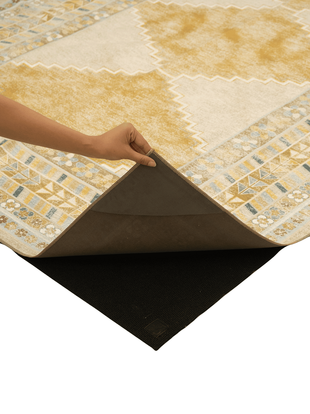 Diamond Mustard Chenille Rug