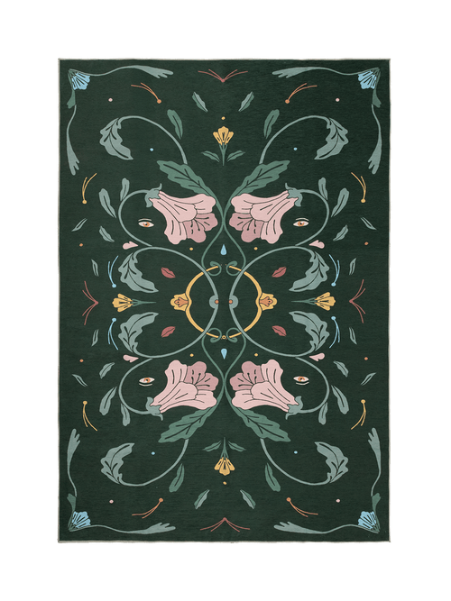 Beauty green chenille rug