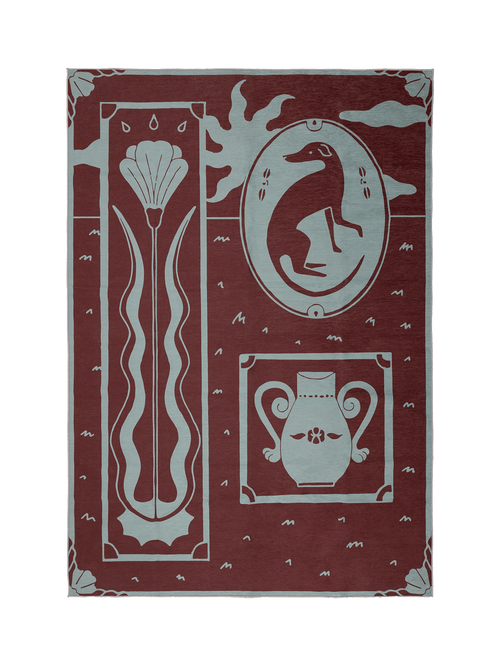 Brooch  burgundy chenille rug