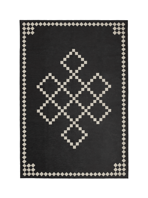 Centre charcoal chenille rug