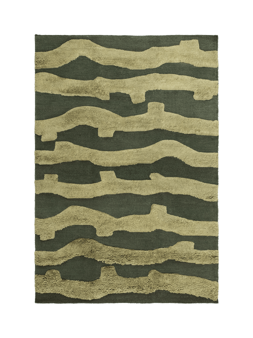 Cradle green washable wool handwoven rug