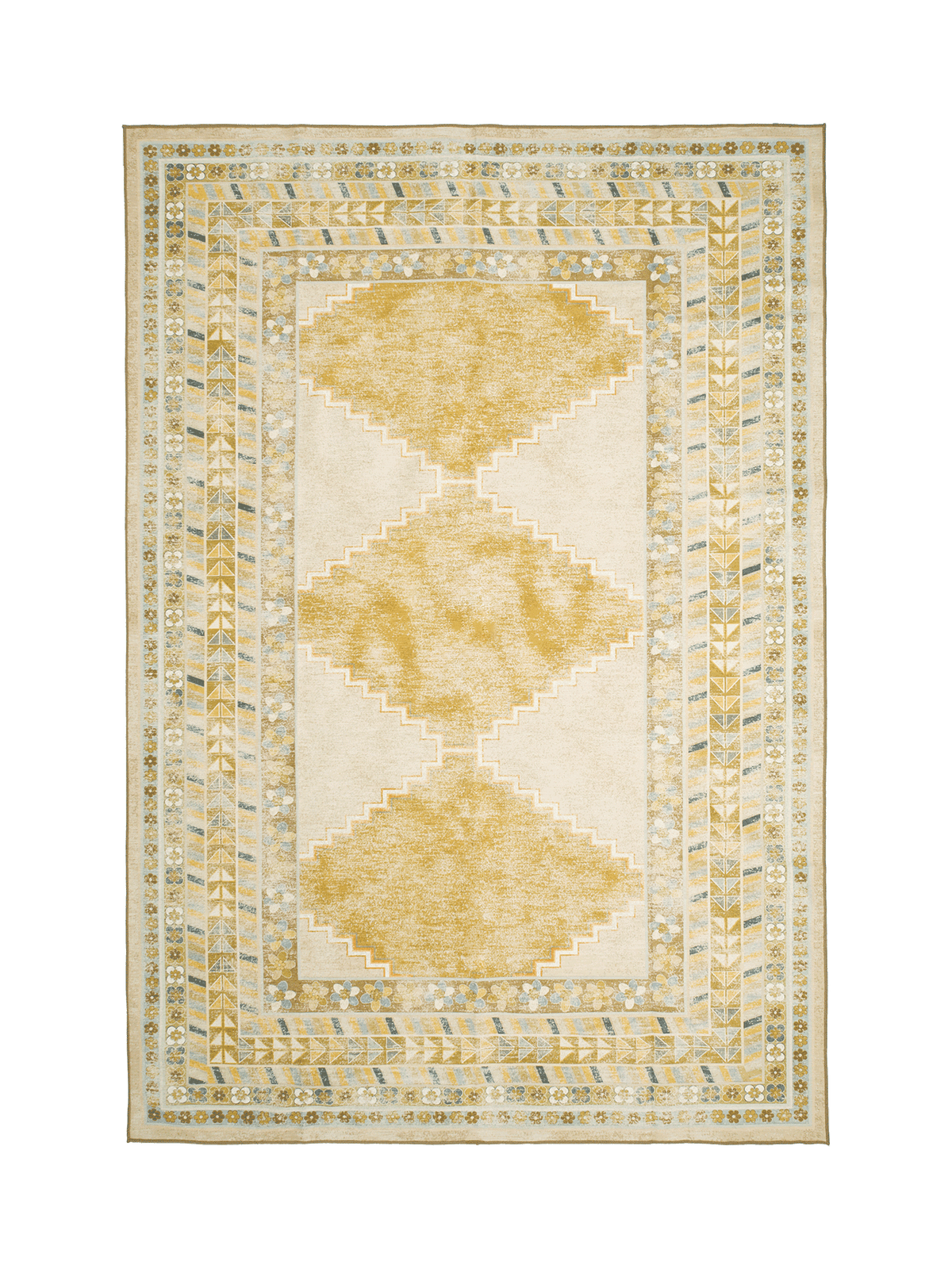 Diamond Mustard Chenille Rug