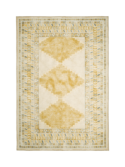 Diamond mustard chenille rug