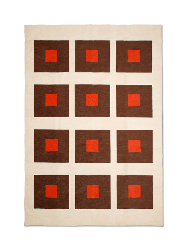 Square Orange Chenille Rug