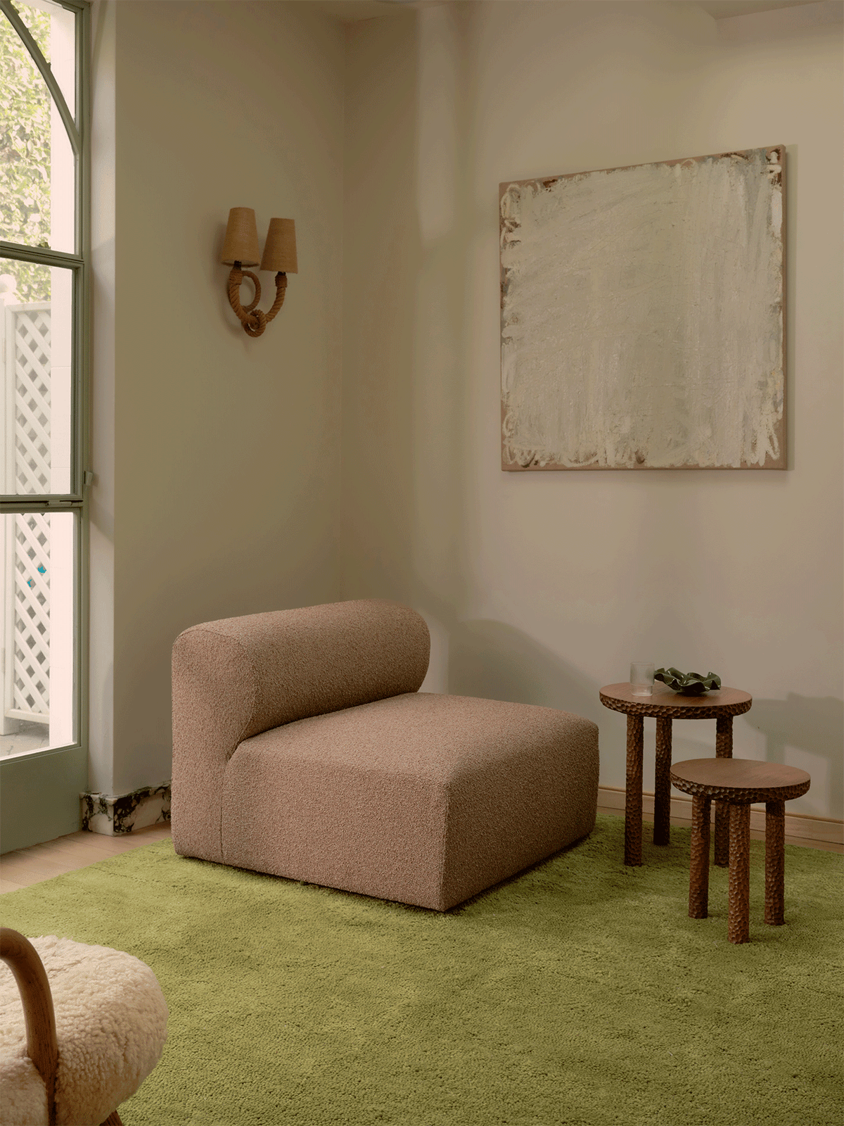Otago Chartreuse Washable Wool Berber Rug double.online