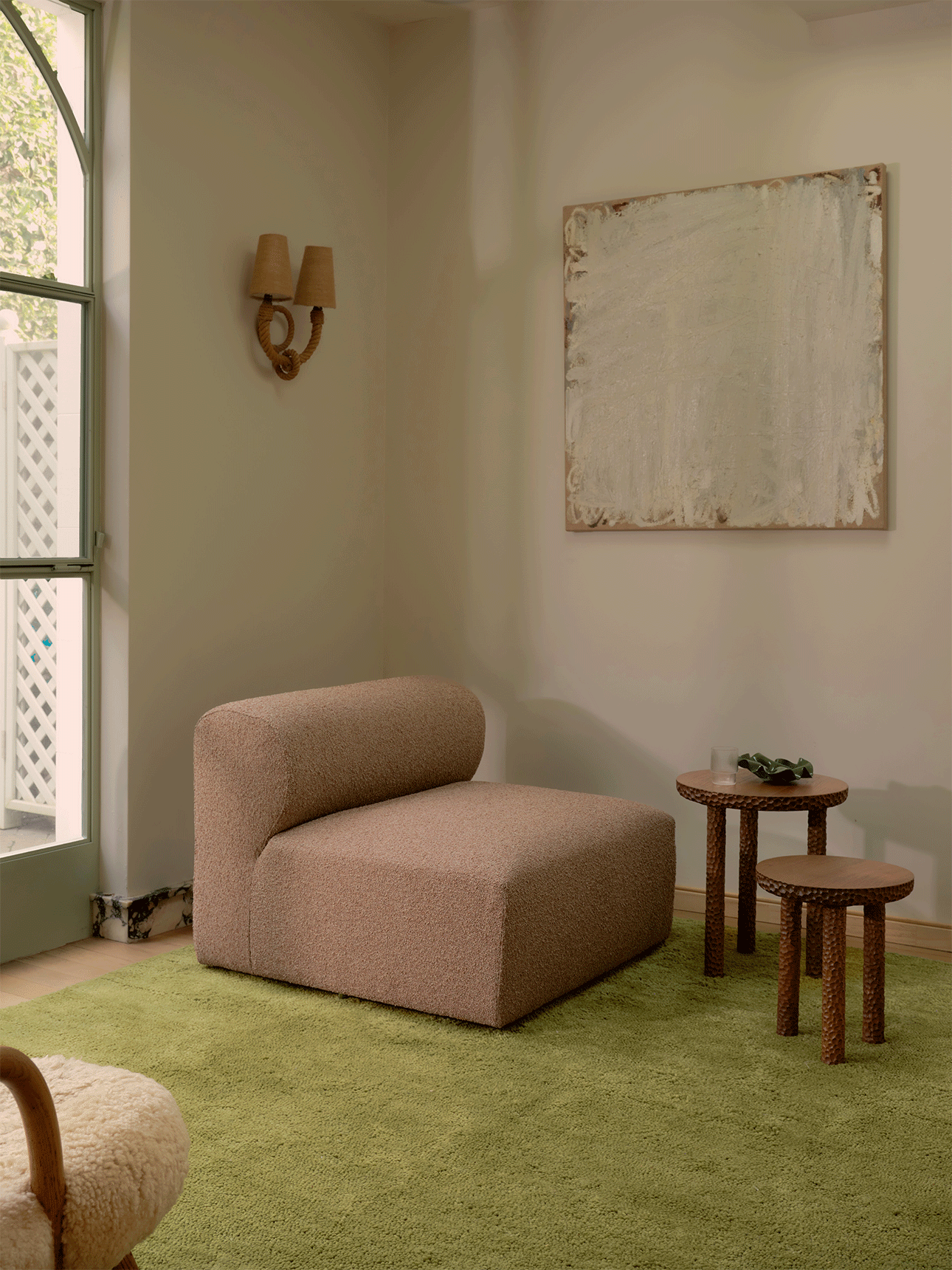 Otago Chartreuse Washable Wool Berber Rug double.online