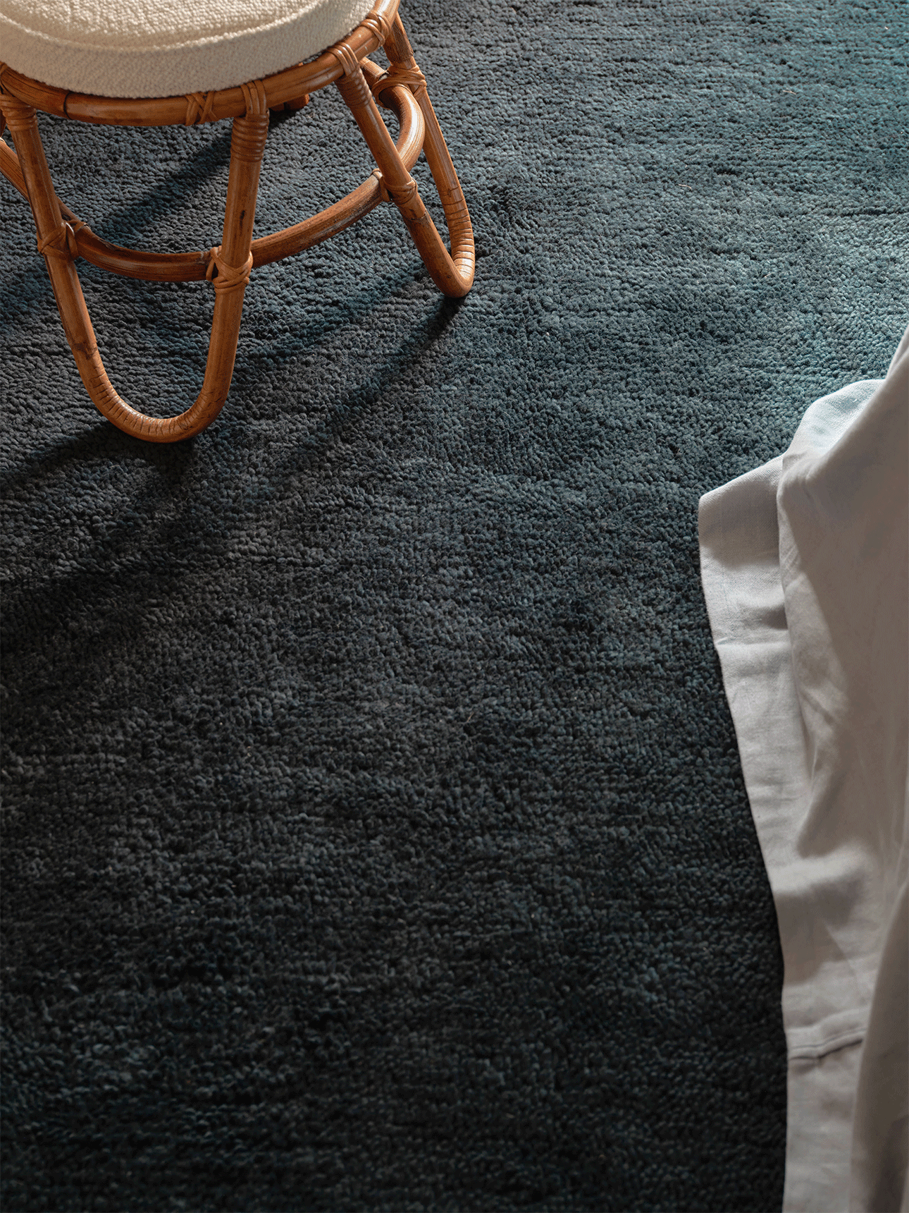 Otago Steel Blue Washable Wool Berber Rug double.online