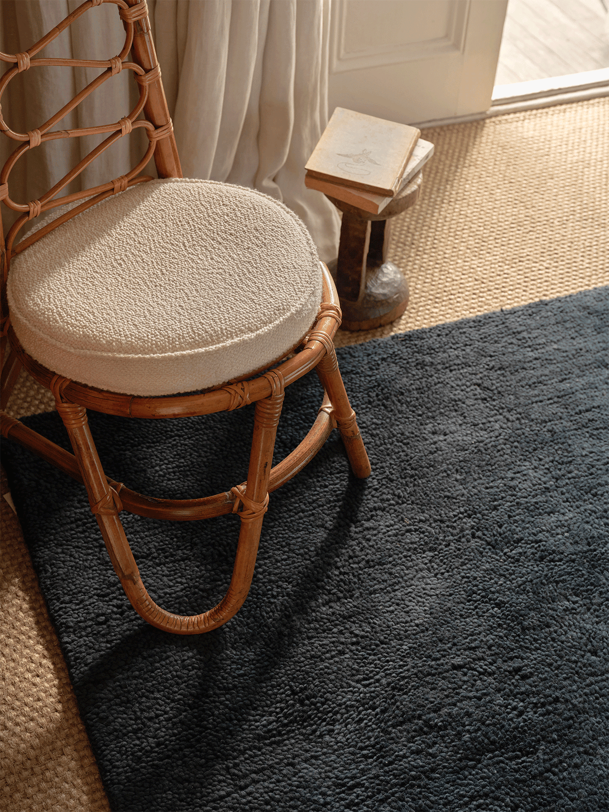 Otago Steel Blue Washable Wool Berber Rug double.online