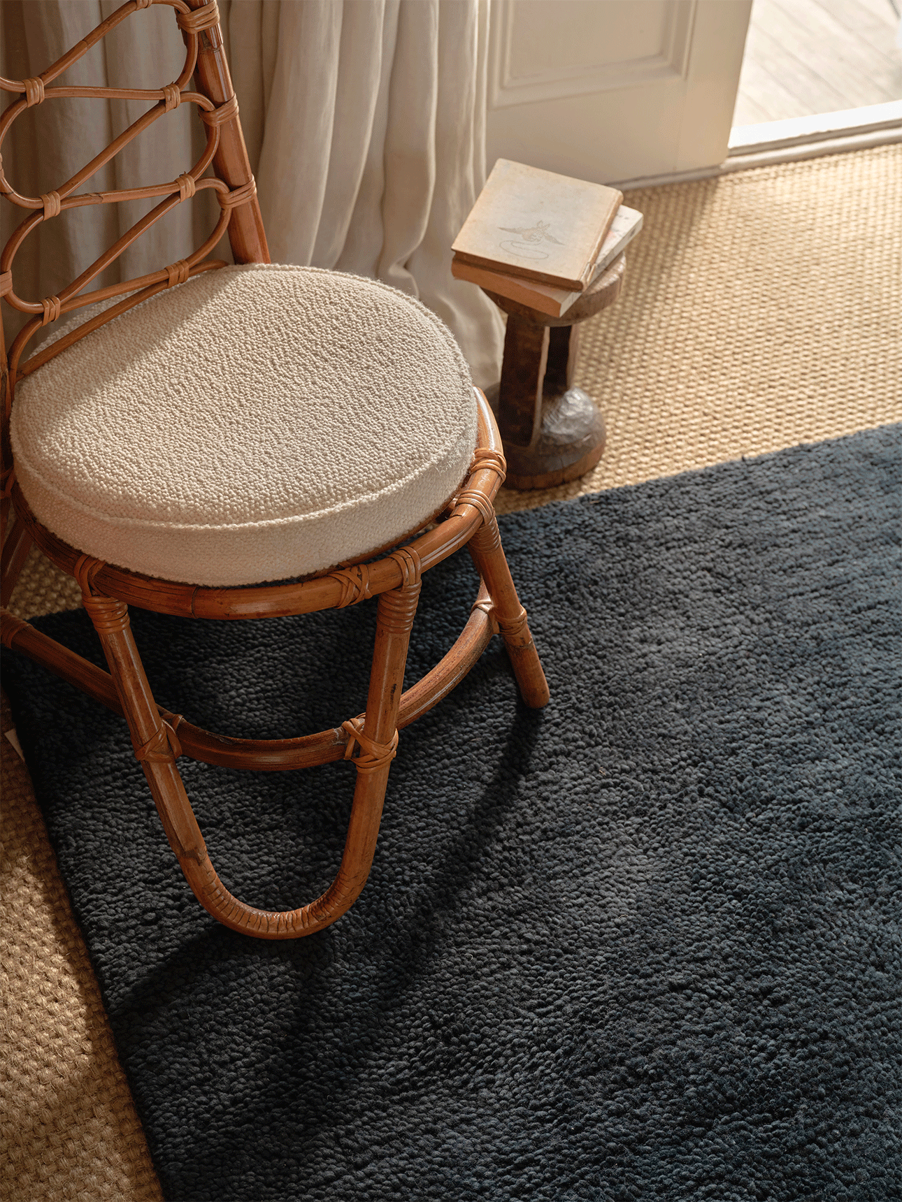 Otago Steel Blue Washable Wool Berber Rug double.online