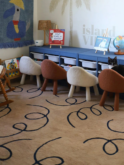 Whimsical beige cotton feel rug