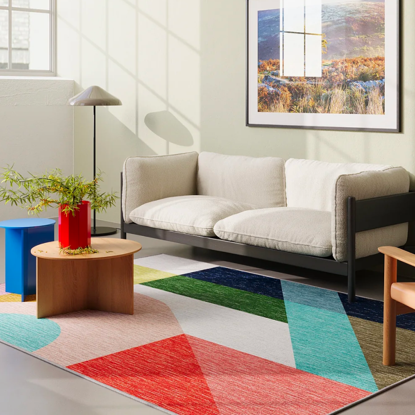 Abtract designed rug in a living room