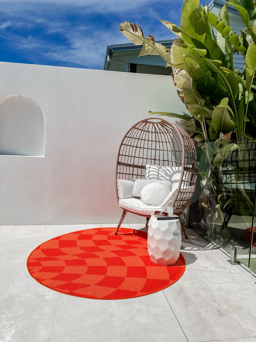 Banner orange outdoor rug