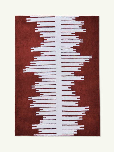 Path burgundy cotton feel rug