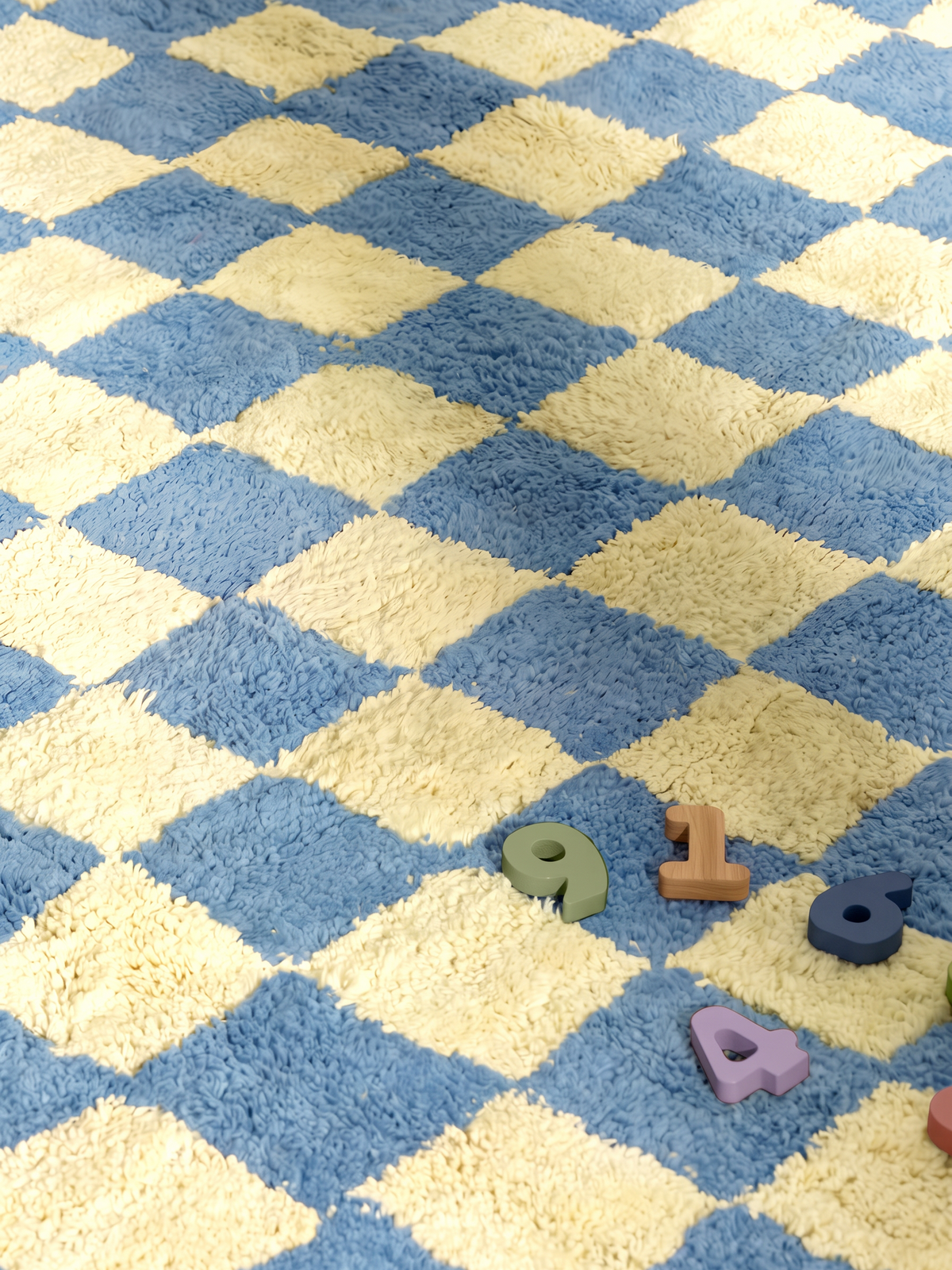 Micro Check Light Yellow Washable Organic Cotton Cut Pile Swatch Swatch Double