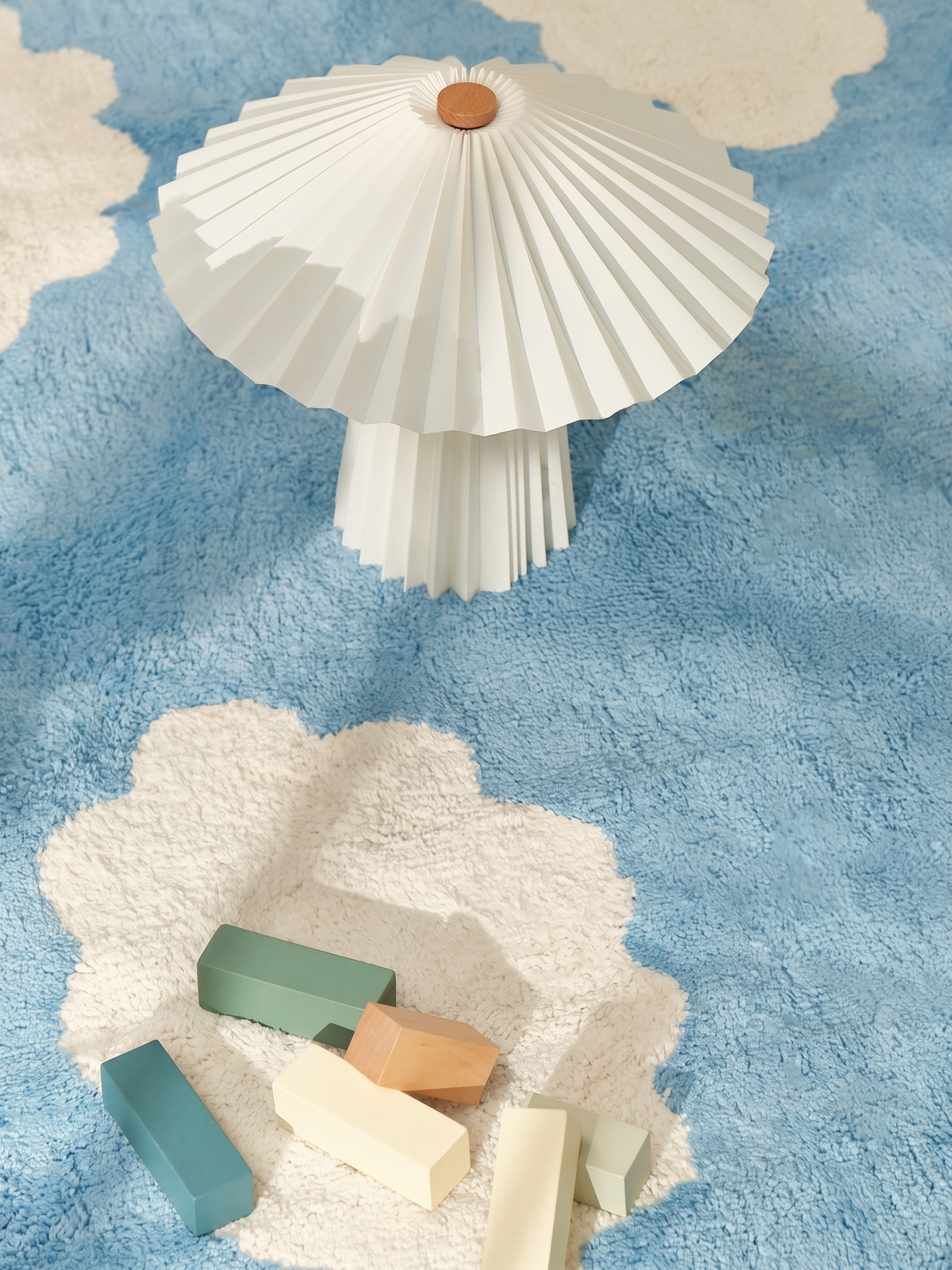 Clouds Light Blue Washable Organic Cotton Cut Pile Swatch Swatch Double