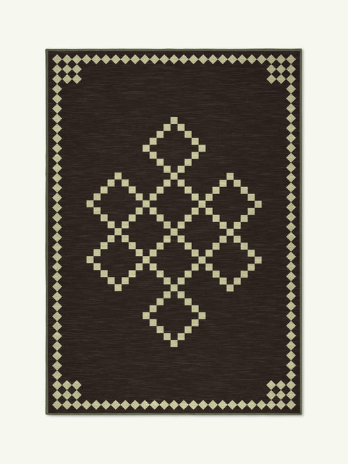 Centre charcoal chenille rug