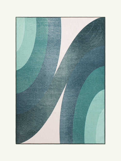 Bundle teal chenille rug