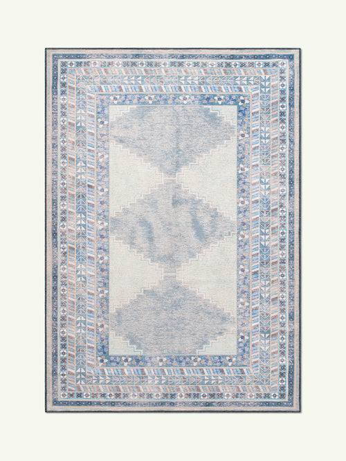 Diamond pale blue chenille rug