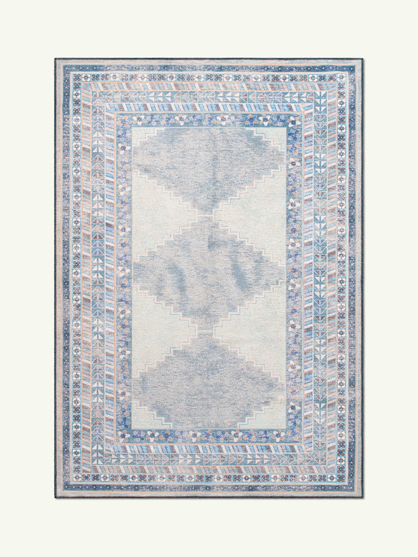 Diamond pale blue chenille rug