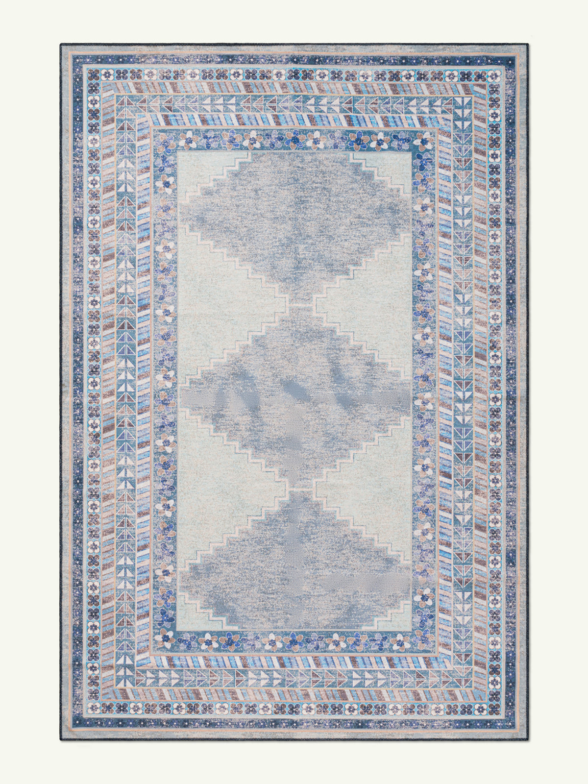 Diamond Pale Blue Chenille Rug