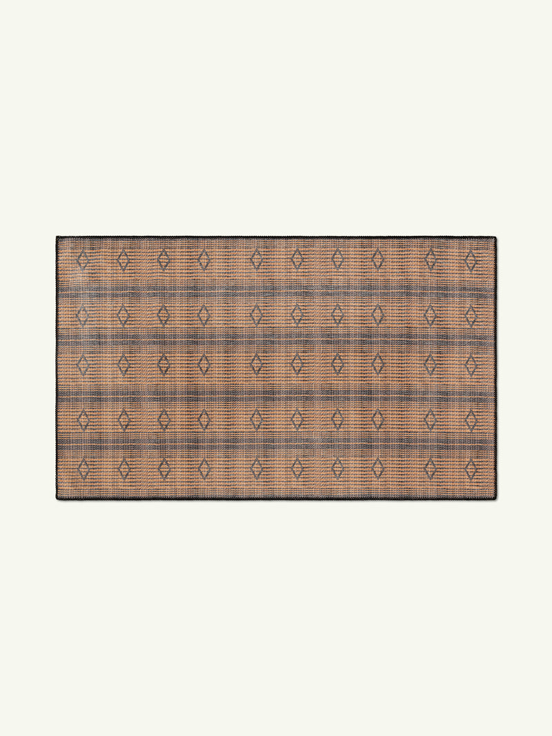 Grid Black Chenille Rug