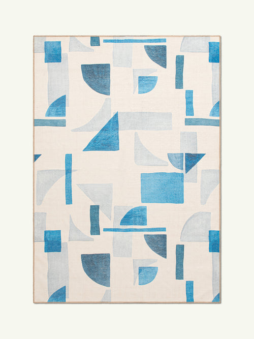 Play blue chenille rug